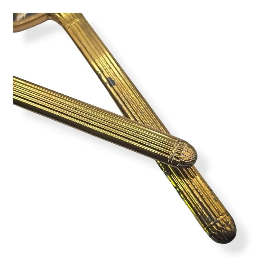 Vtg Vanity‎ Set Hand Mirror And Brush Floral Gold - Picture 7 of 7